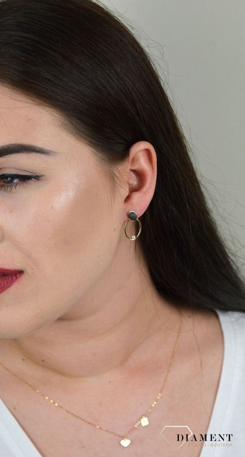 Złote kolczyki owal z błyszczącą cyrkonią KL 10007.jpg